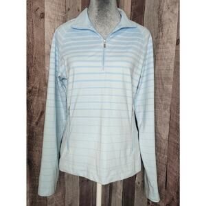 NIKE FitDry SHIRT Blue White Stripe 1/4 zip Long Sleeve Women's size Small